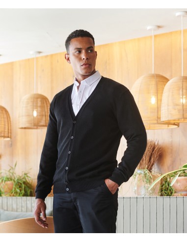 HEN-H722-Mens Lightweight V-Neck Cardigan